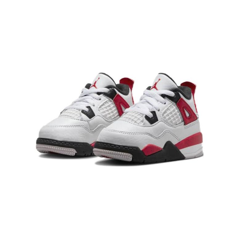 Детские кроссовки Air Jordan 4 Retro TD Red Cement White Fire-Red Black BQ7670-161