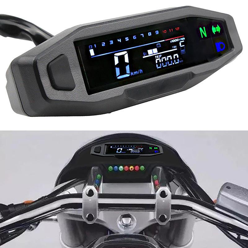 Motorcycle Speedometer Meter Universal Lcd Digital Odometer Counter Motorbike Tachometer Fuel Meter