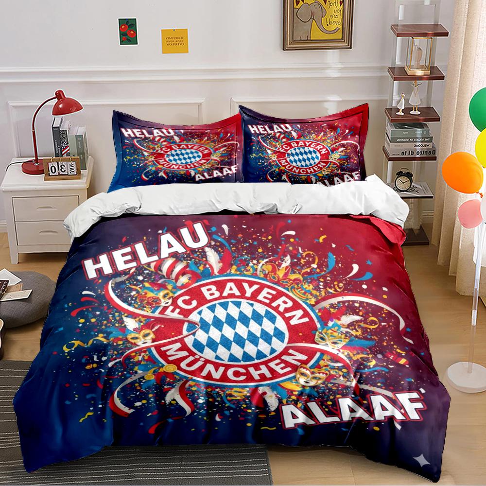FC Bayern München Helau Bedding Bedding Duvet Cover Set Duvet Cover Pillowcases Home Decor (1 * Duvet Cover 2 * Pillowcases, without duvet insert)