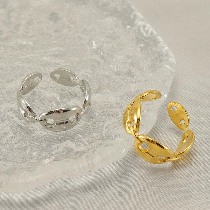 Новое модное кольцо из титановой стали с полым дизайном, нишевое простое женское трендовое открывающееся регулируемое кольцо