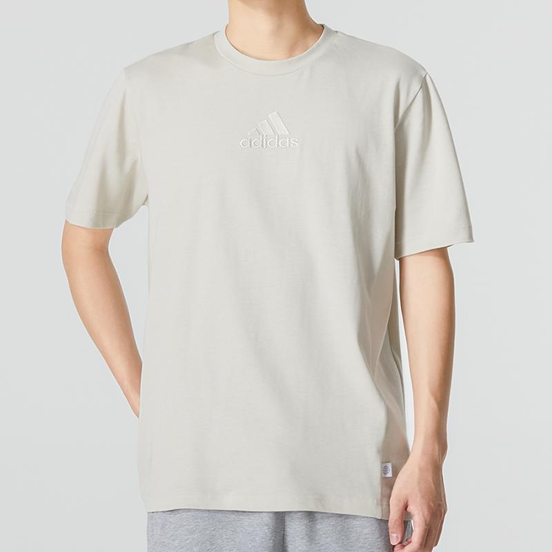 Adidas T Shirts Men's White Crew Neck Moderate Straight Fit HU1511