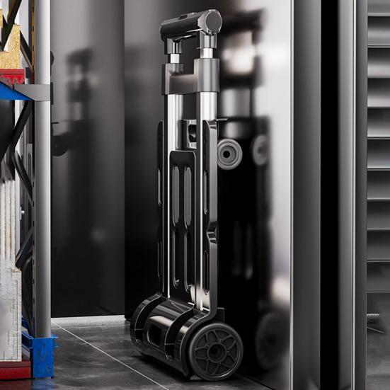 Folding Hand Truck with Wheels 110lbs Load-capacity Rustproof Corrosion Resistant Collapsible Trolly Portable Dolly Luggage Cart