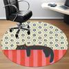 1pc Cat Floral Pattern Office Round Area Rug, Indoor Mat Suitable For Office, Under Office Chairs Bedroom Living Room Home Decor, Room Deco175