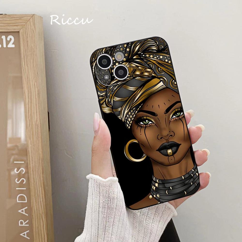Мягкий чехол для iPhone 14 Afro Girls Art для Iphone 14 11 12 Pro 8 7 Plus X 13 Pro MAX SE2020 XR XS RICCU, мягкие чехлы