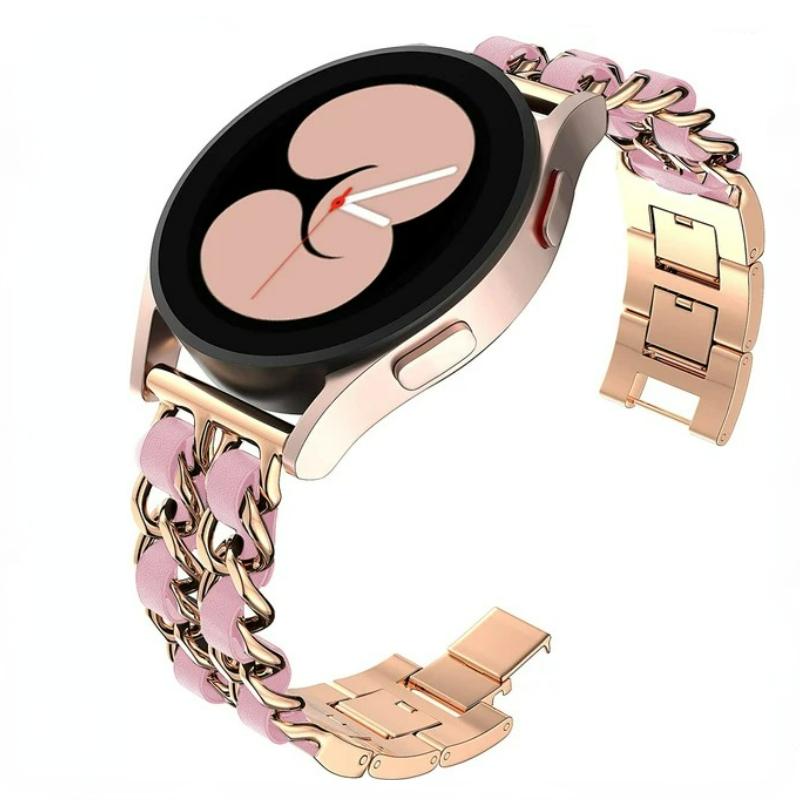22 мм 20 мм Кожаный+Металлический ремешок для Samsung Galaxy Watch 7 6 5 4 40 мм 44 мм Сменный браслет для Huawei Watch GT6/5/4 46 мм Ремешок