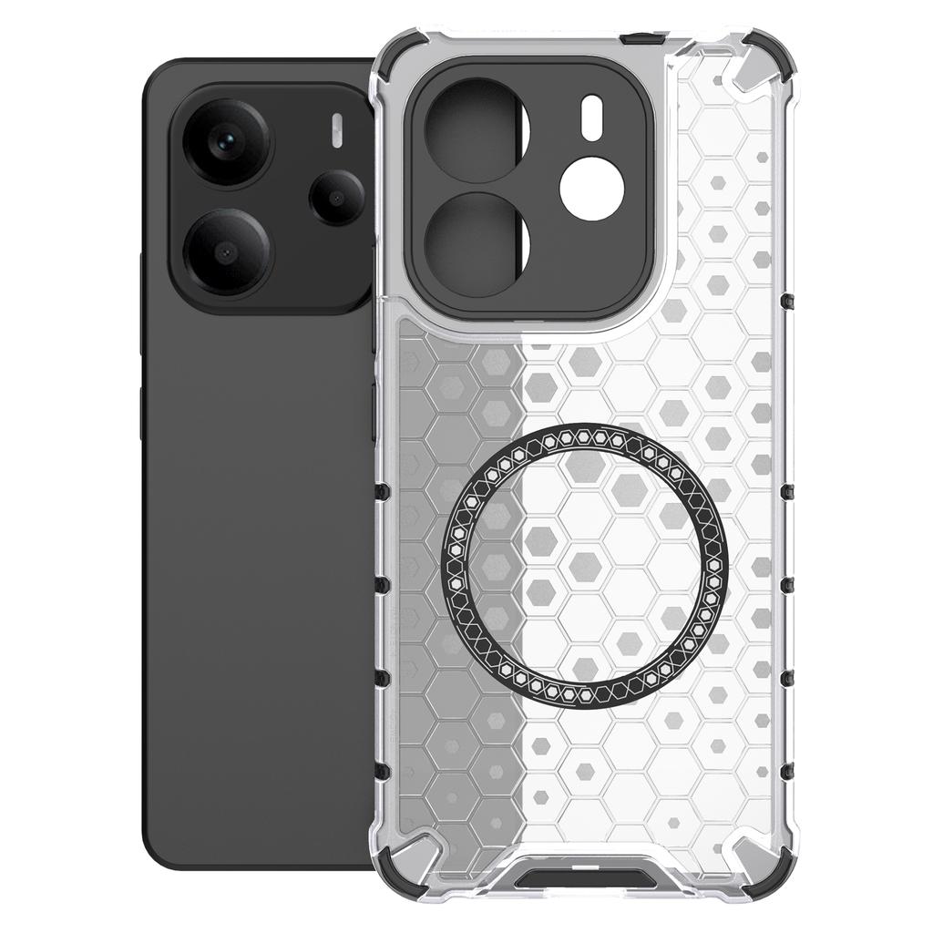 For Xiaomi Redmi Note 14 4G (163.25mm) Case Compatible with MagSafe Honeycomb Design TPU+PC Phone Cover