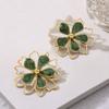 Белые Зеленые Серьги-Гвоздики с Цветами для Женщин Девочек Геометрические Серьги с Масляной Каплей Аксессуары Подарок на Праздничную Вечеринку Модные Ювелирные Изделия Подарки