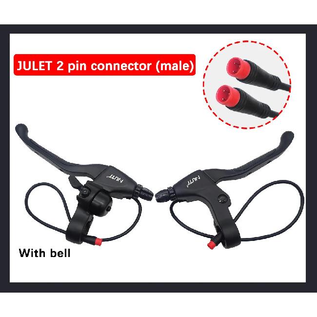 NUTT E-Bike Bike Scooter Electric Brake Lever Waterproof JULET Square 2pin Bicycle 22.2MM With Bell For V- C- Line Drum Brake