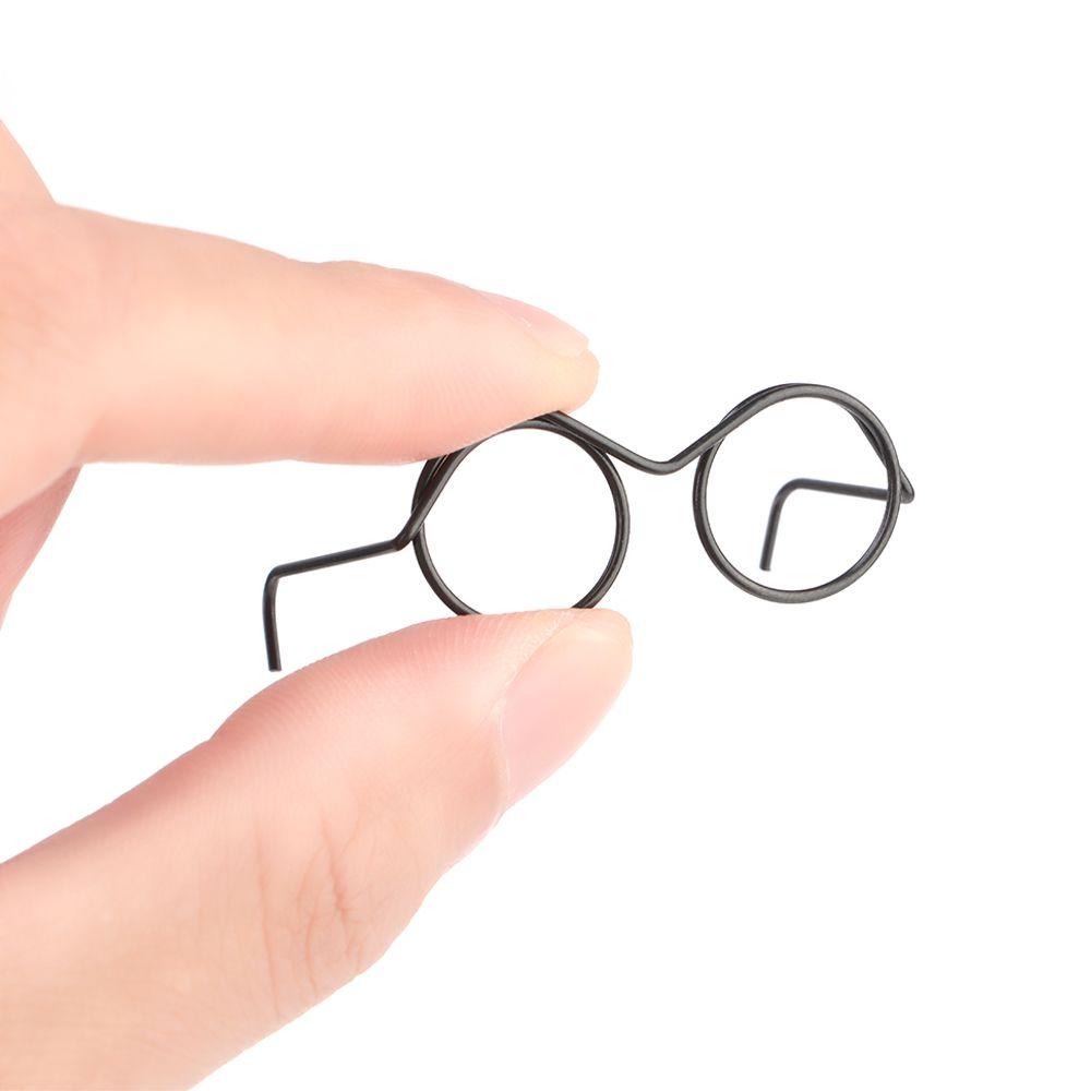 5PCS Baby Toy Retro Alloy Doll Glasses Round Frame Black Lensless