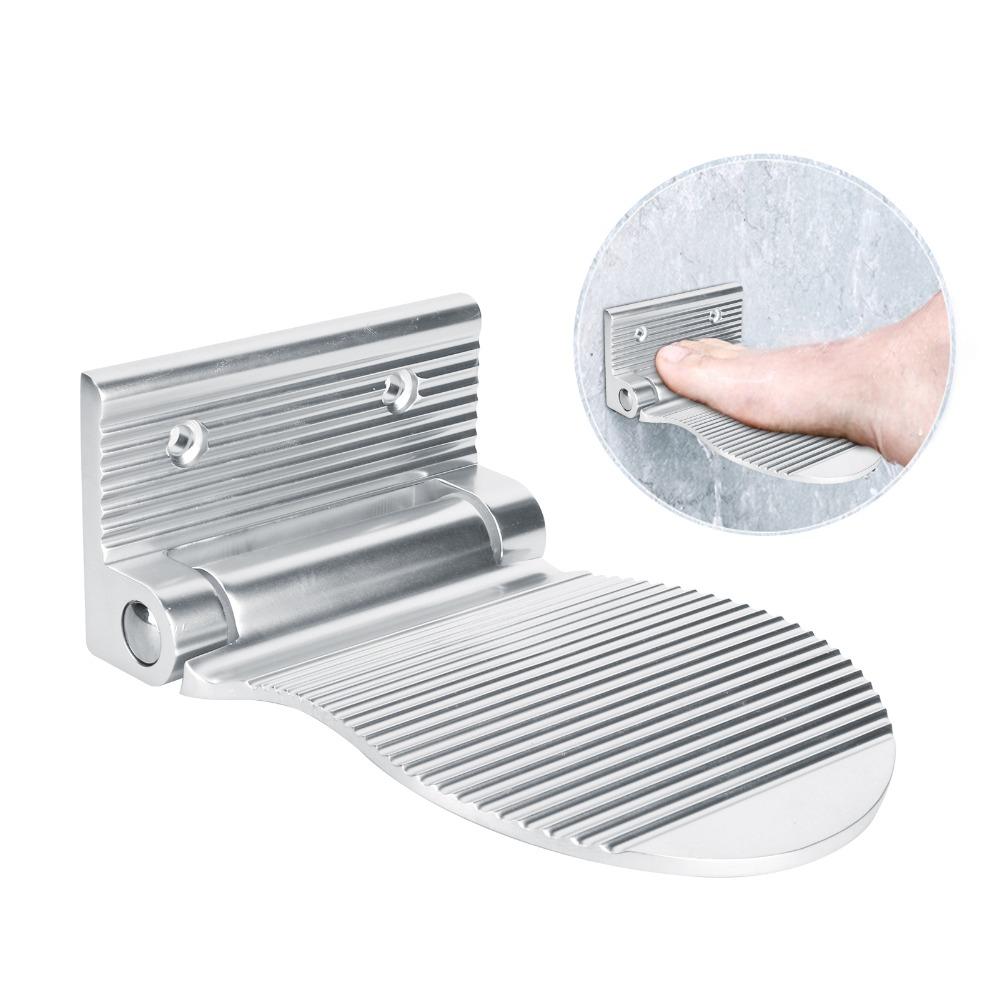 Aluminum Construction Non Slip Foot Pedal Silver/Black Foldable Foot Pedal Hallway Use