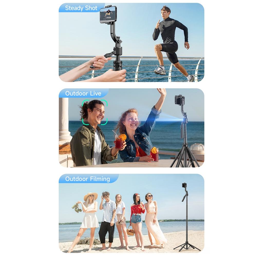 5 In 1 Selfie Tripod Universal Joint Stabilizer For 360° Automatic Rotation AI Tracking Shooting
