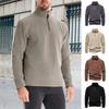 Men Fall Winter Sweatshirt Half Zipper Stand Collar Long Sleeves Solid Color