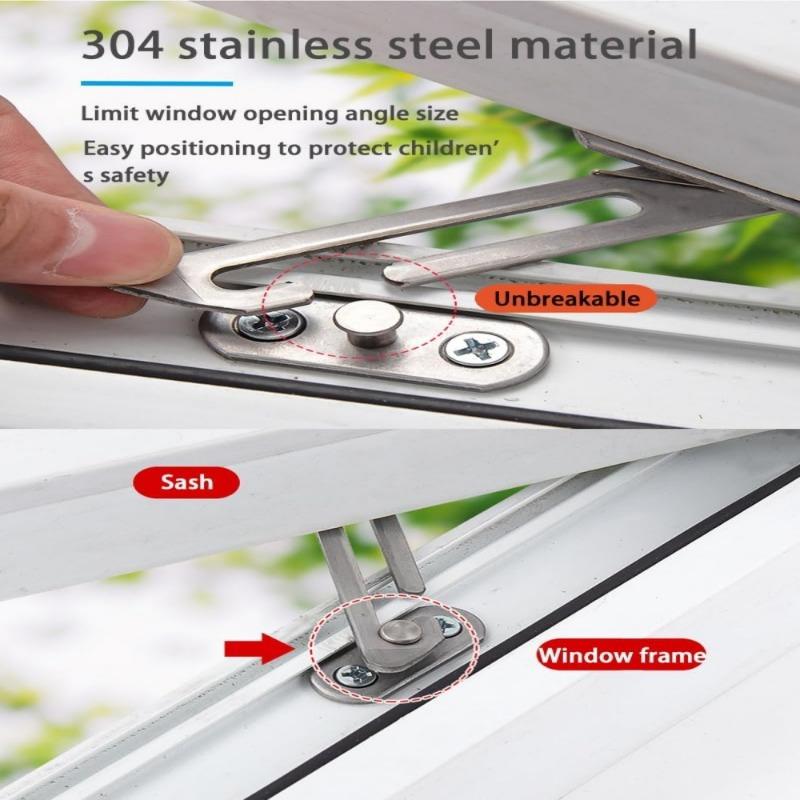 Casement Window Limiter Stainless Steel Window Support Wind Hook Latch Wind Brace Retainer Hinge Lock Children Safety Protector