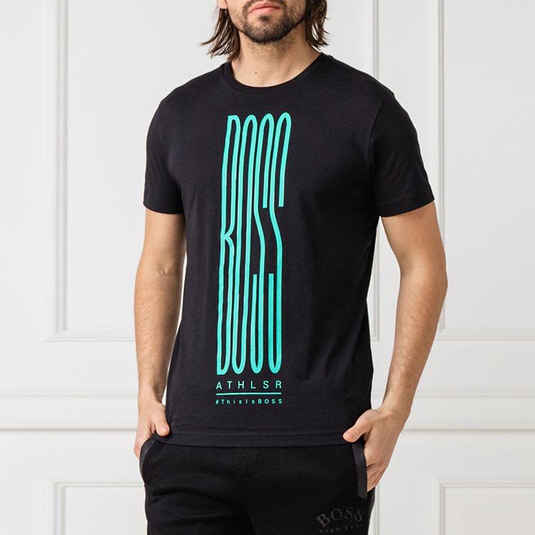 Hugo Boss Футболки Мужские Черные С Круглым Вырезом Умеренный Прямой Крой 50410483-001
