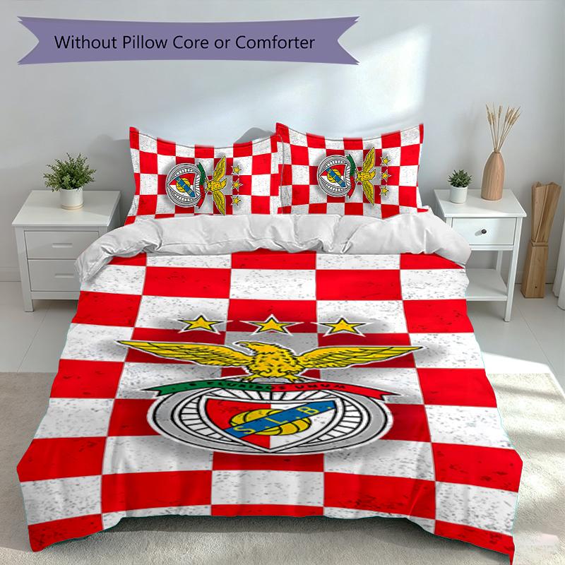 3pcs Sport Lisboa e Benfica Duvet Cover Set, Includes 1 Duvet Cover and 2 Pillowcases,Skin-Friendly&Comfortable Fabric,Suitable Bedding Sets