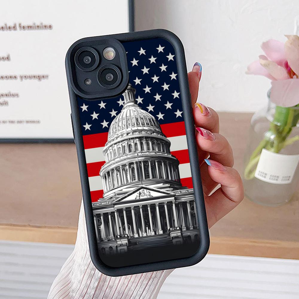 США Флаг Америки Утолщенный ТПУ Чехол для Мобильного Телефона для iPhone 17 16 15 14 13 12 11 Air Pro Max Plus Цветной Чехол