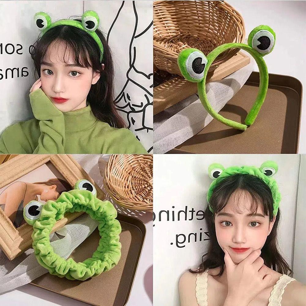 Elastic Face Wash Headband Cartoon Frog Headband Cute Makeup Headband Woman Girls
