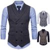 Business Suit Vest for Men Spring/Autumn Sleeveless Jacket Casual England Style Waistcoat Double Breasted Slim Fit Vest