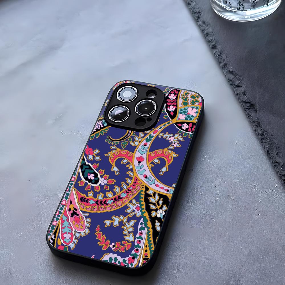 Цветок кешью Vera Bradley Чехол для телефона Закаленное стекло Для IPhone 17 13 14 16 12 15 11 Pro Max Plus Mini X XR SE2020 Coque