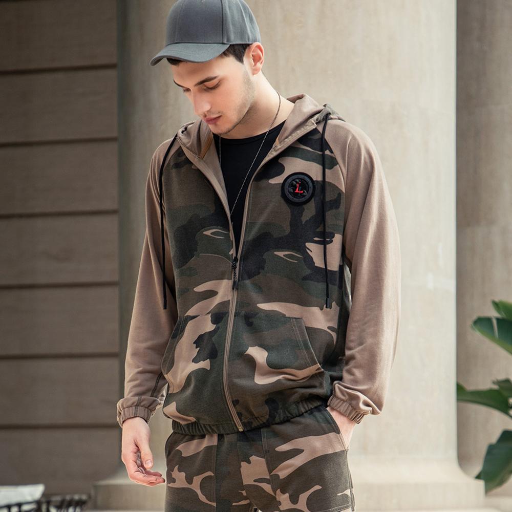 Мужские комплекты камуфляжный повседневный спортивный костюм весенняя камуфляжная куртка + брюки комплекты мужская спортивная одежда с капюшоном толстовка тренировочный костюм для активного отдыха