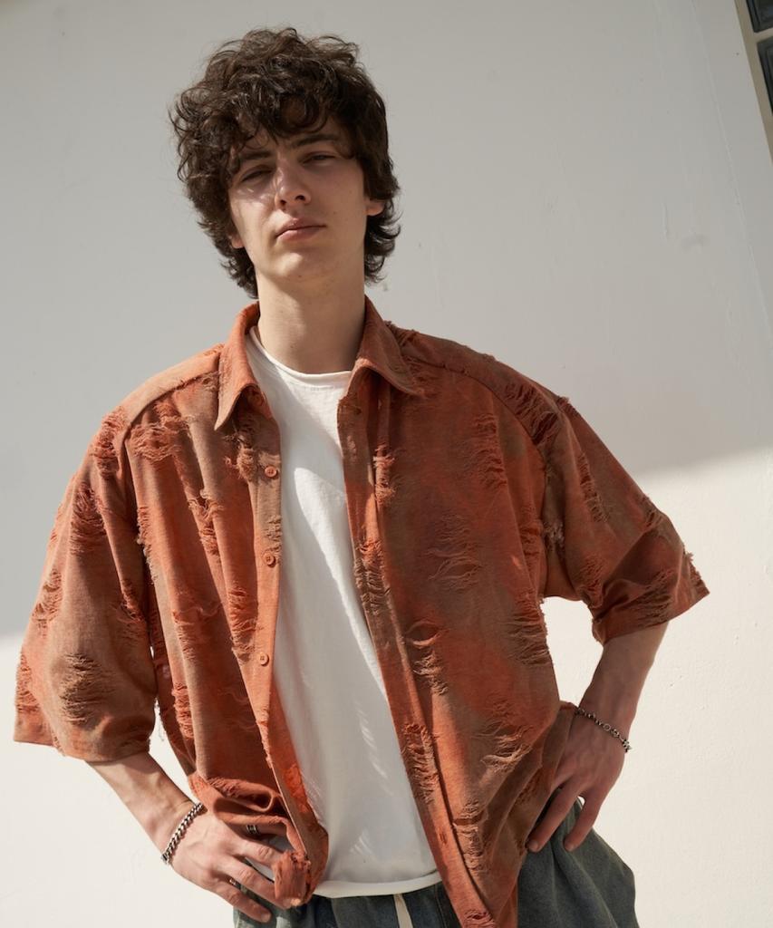 TENER Grunge Summer Short Sleeve Shirt (Orange)