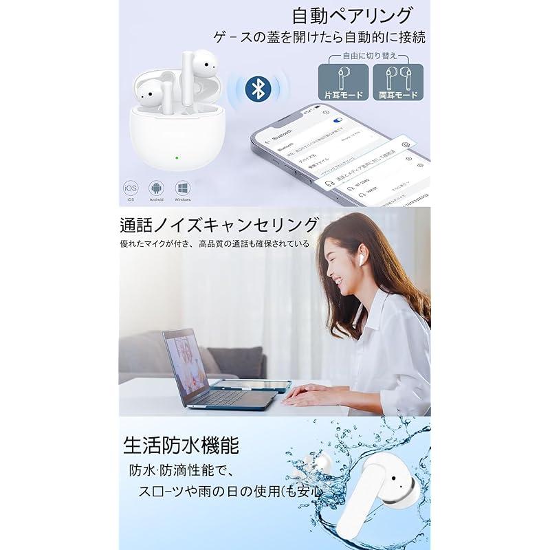 Беспроводные наушники 2025 Bluetooth5.3 технология ультра шумоподавления IPX7 водонепроницаемые одно ухо, оба уха с микрофоном автоматическое сопряжение соединение