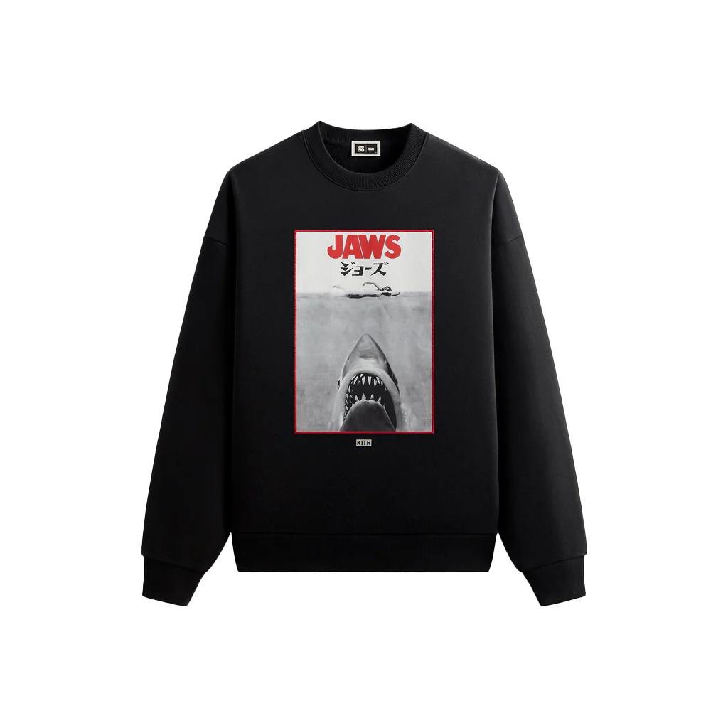 Kith For Jaws Japanese Poster Nelson Crewneck Black Men Tops KHM034409-001