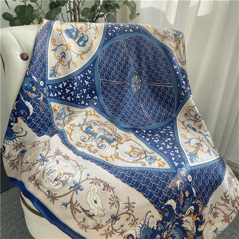 110*110 см квадратный шелковый шарф женский модный принт маленький шейный платок офисный женский пояс для волос носовой платок женский платок шаль шарф