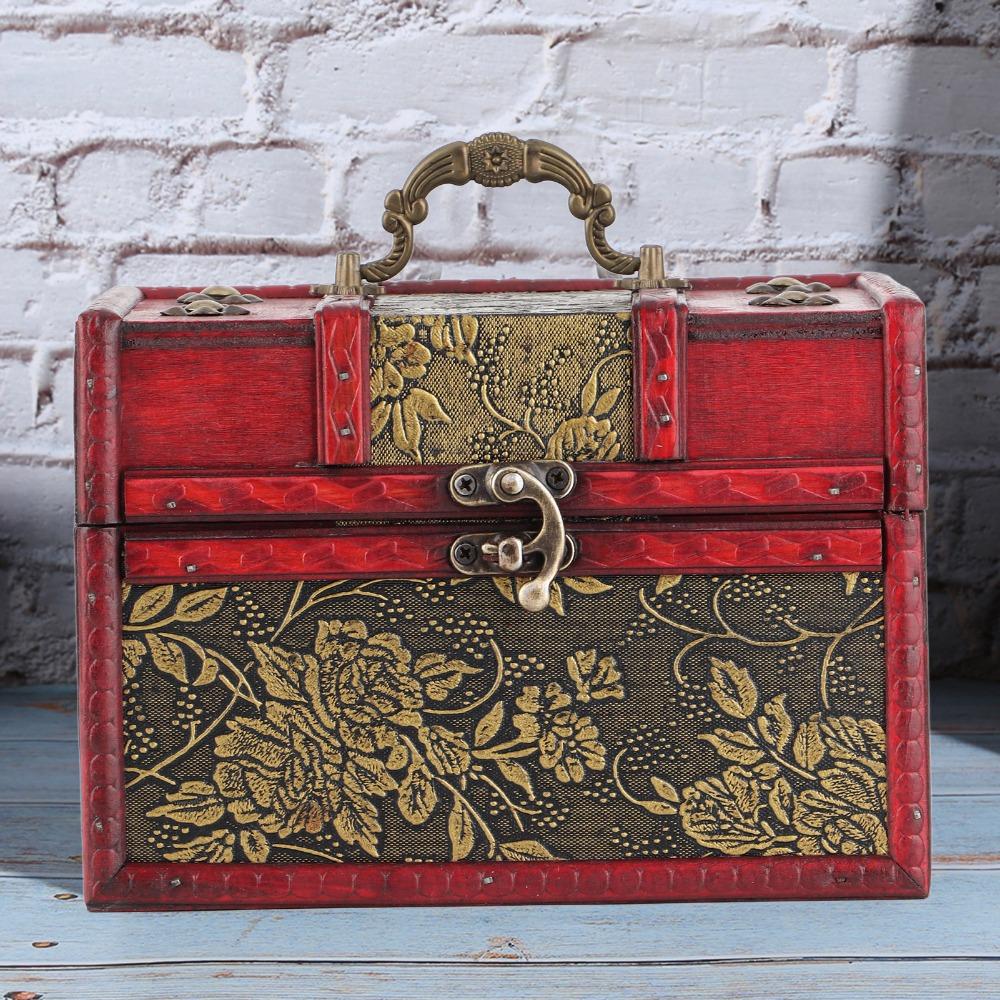 PU Jewelry Display Case Wooden Portable Jewelry Box Practical Jewelry Box Organizer Travel Use