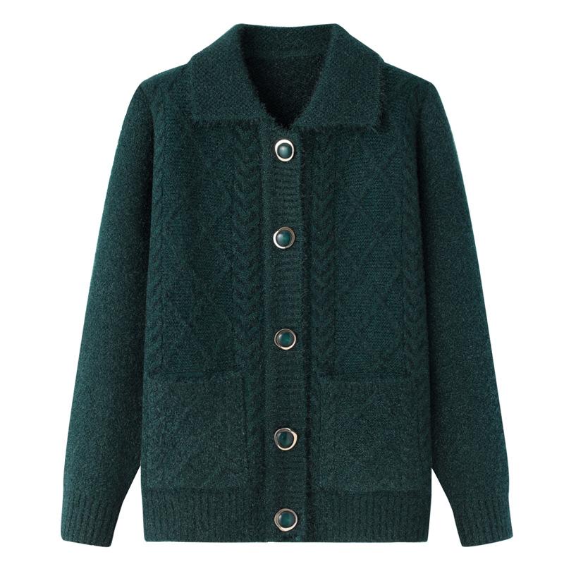 Утолщенный лацкан. Материнская одежда. Вязаный свитер. Кардиган. Свитер для среднего и пожилого возраста. Весенняя одежда.