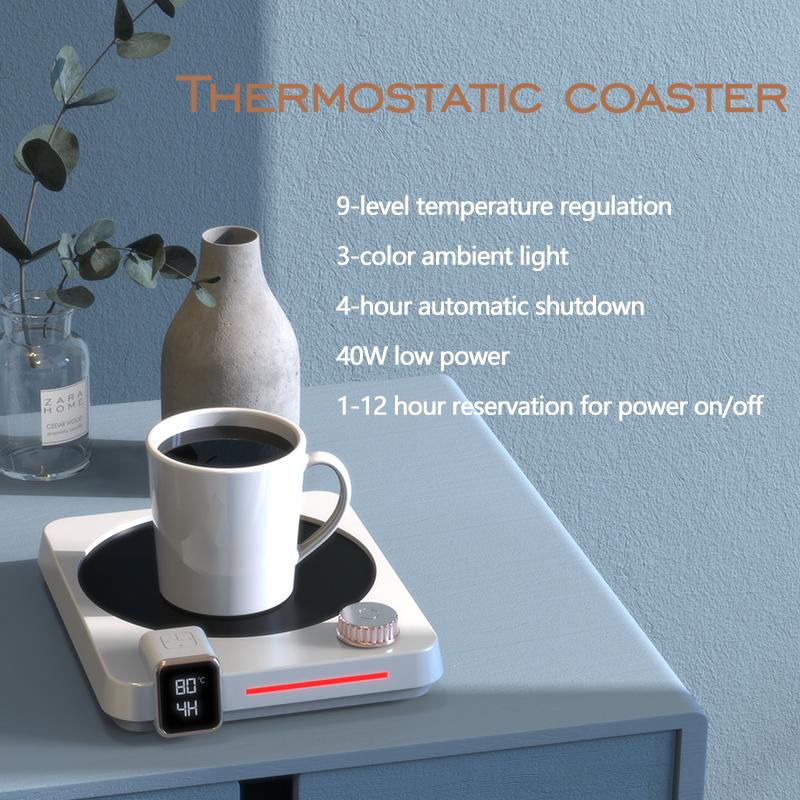 New Thermostatic Cup Mat Coffee Heating Cup Mat Speed Heating Timer 9-speed Knob Control Dormitory Home Gift Cup Mat