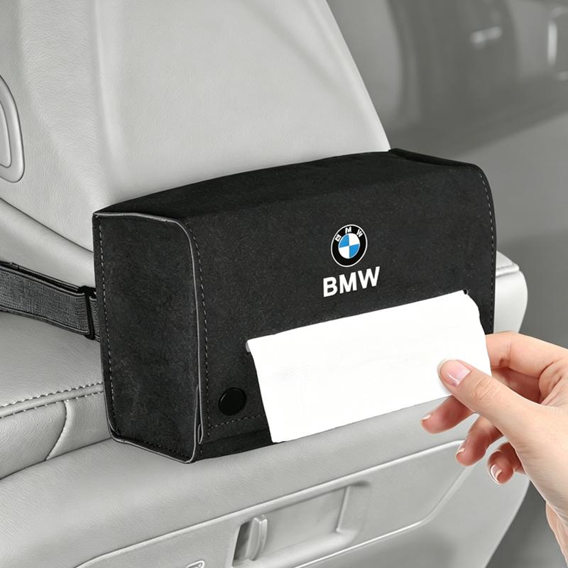 Car Tissue Box Suede Tissue Storage Bag For BMW M E60 F40 E90 F20 E46 G26 E39 E36 Car Interior Accessories Kleenex Case keychain CZ1