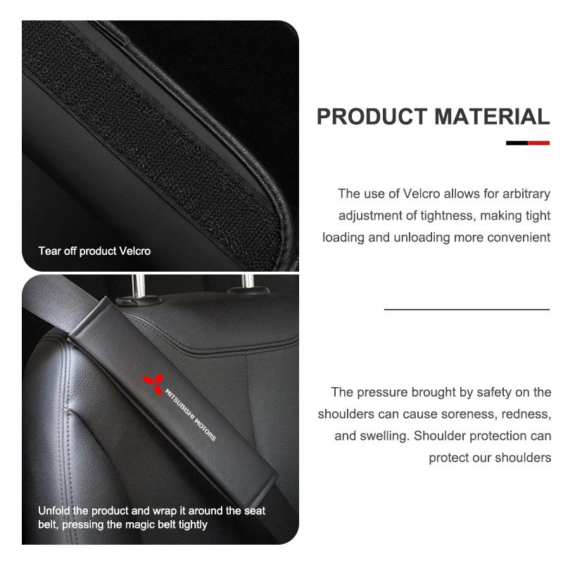 For Mitsubishi 1/2PCS Car Seat Belt Cover Seatbelt Shoulder Pad Cushions Outlander Lancer L200 ASX Pajero Grandis Eclipse