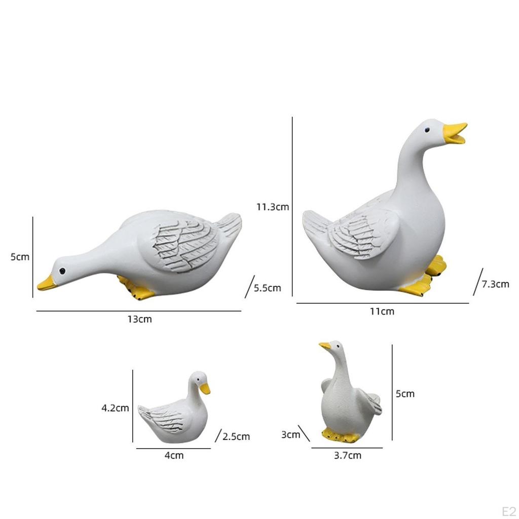 4x Садовые Статуэтки Утиной Семьи, Фигурки из Смолы, Входная Скульптура Животного, Украшение Газона для Полки