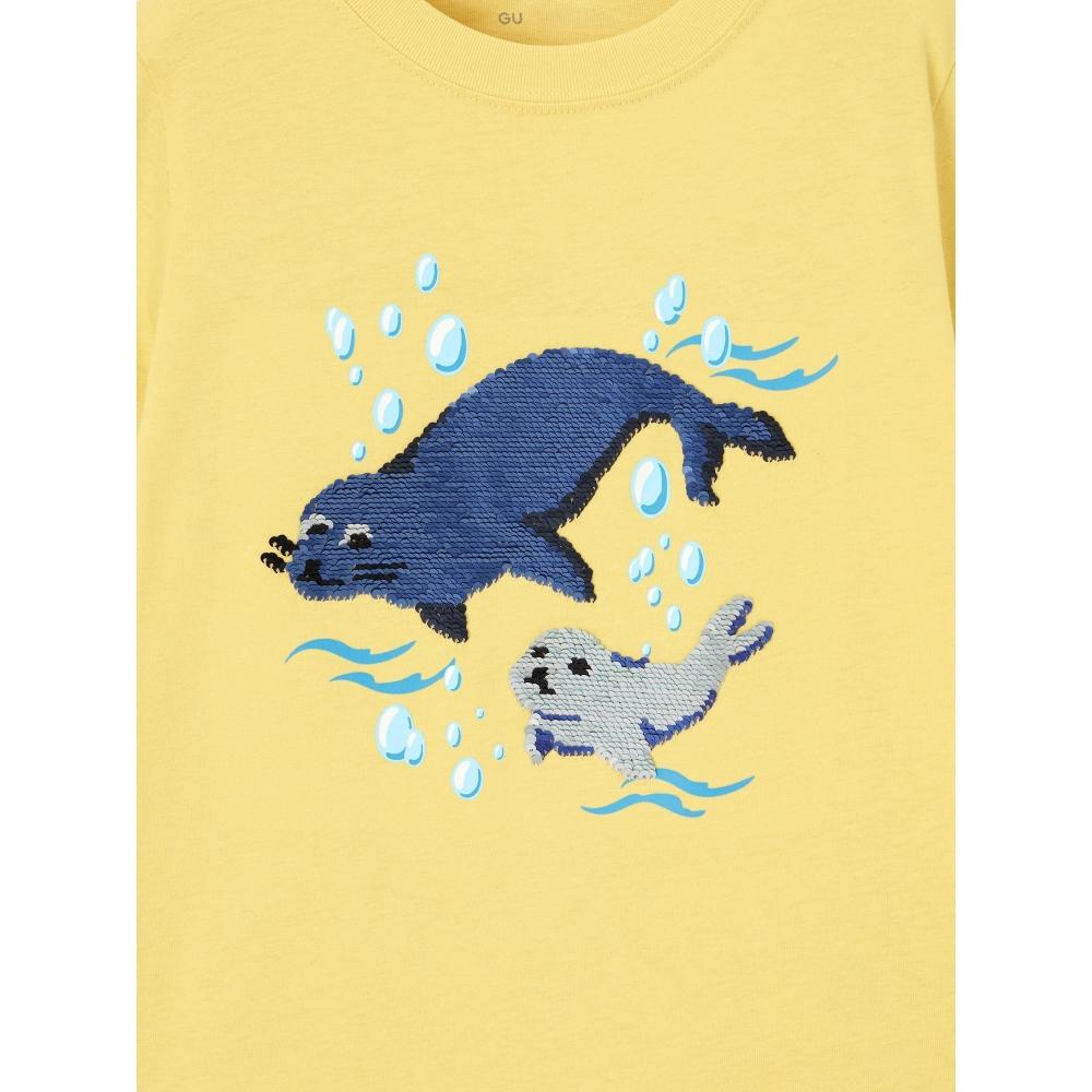 GU by Uniqlo Дети унисекс пайетки T Seal +e