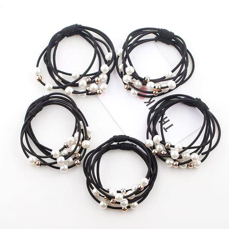 Simulated Pearl Scrunchies Hair Accessories For Women Fashion Multilayer Elastic Rubber Bands Girls Ponytail Holder Tiara