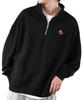 IMPROMES SIDEWAY STANCE Men's Half-Zip Fleece Sweatshirt with Embroidered One-Point Design, Size 70220, C-Black