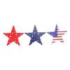 3Pcs Independence Day Patriotic Star Wooden Standing Block 4th of July Pentagram Ornament 150mm