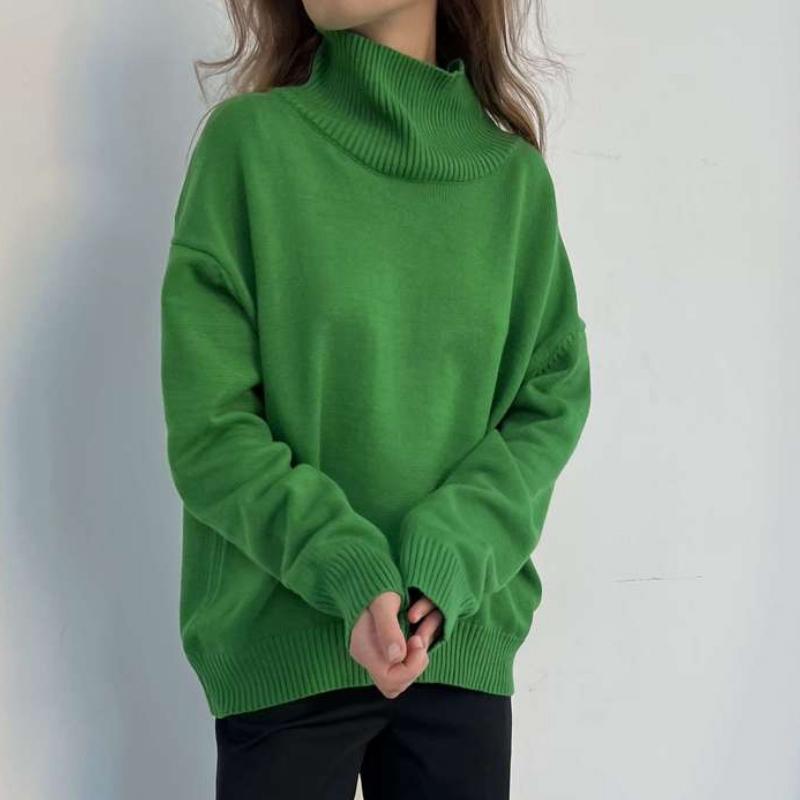 Hirsionsan шикарный свитер с высоким воротником на осень-зиму, женский мягкий теплый базовый вязаный пуловер, 9 цветов, свободный повседневный женский джемпер