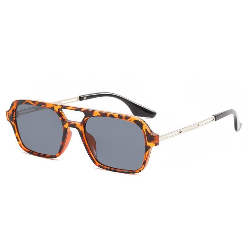 Retro double beam hollow box sunglasses men's advanced sense ins ruffian handsome pilot glasses UV protection sunglasses