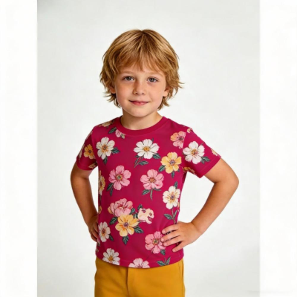 Fashion Kids T-shirt Cartoon Colorful Dinosaur 3D Print Kids Short Sleeves T-Shirt Loose Casual Summer Outdoor Boy and Girl Tees Tops