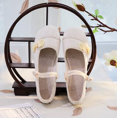 Китайский узел Женские хлопковые тканевые вышитые балетки Ретро Дамские Повседневные Традиционные Старые Пекинские Туфли Однотонные