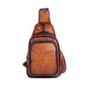 Whatna Tanned Natural Cowhide Leather Crossbody Bag for Genuine Thick Leather with Earphone 13541 Antique-Style Bag, One-Shoulder Men, Hole, (Brown B)