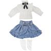 Obitsu 11 OB11 Size Outfit for Obitsu Doll 11cm Body: Blouse, Skirt, Dress with Ribbon, Lolita Style, Cute, 3-Piece Set (Blue)