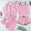 Parent-Child Matching Cotton Pajamas Set - Women's Tank Top & Shorts with Children's 7-Piece Homewear.