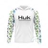 HUK Long Sleeve Hooded Fishing Shirt UPF 50 Lightweight Sun Protection Anglers