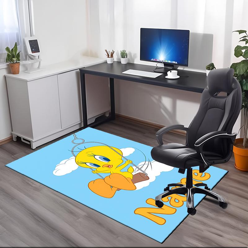 Custom Name Tweety Printed Carpet, Rug for Office Chair Living Room Bedroom Kitchen Room Decor Gifts.