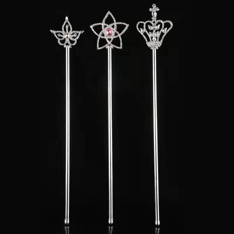Goddess Beauty Crown Scepter: Rhinestone Star Fairy Wand Prop