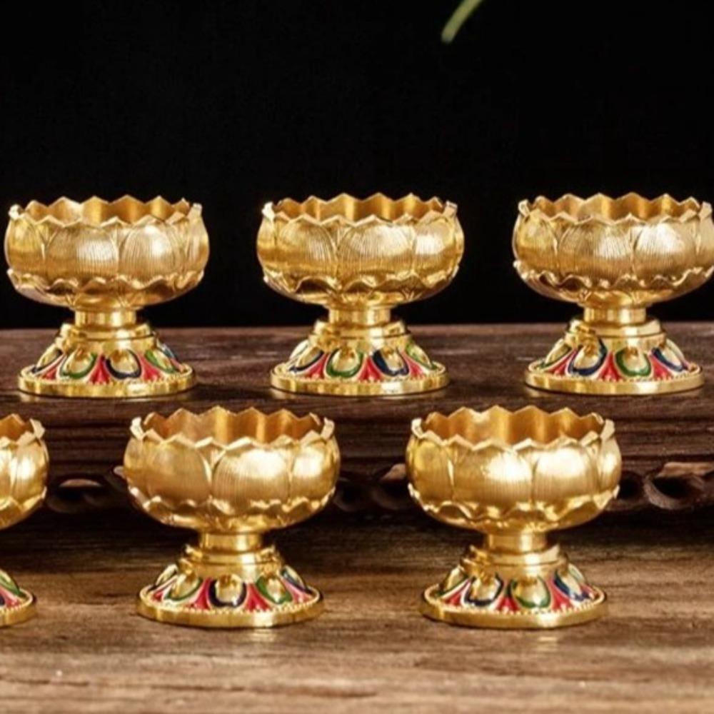 Embossed Candle Holder Handicraft Candle Base Ornament Metal Lotus Candlestick Home