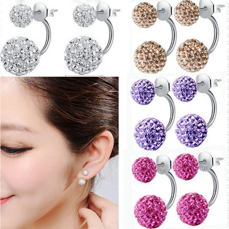 Fashion Crystal Ball Stud Earrings Earrings Hypoallergenic Shamboo Ball Fashion Earrings KTY